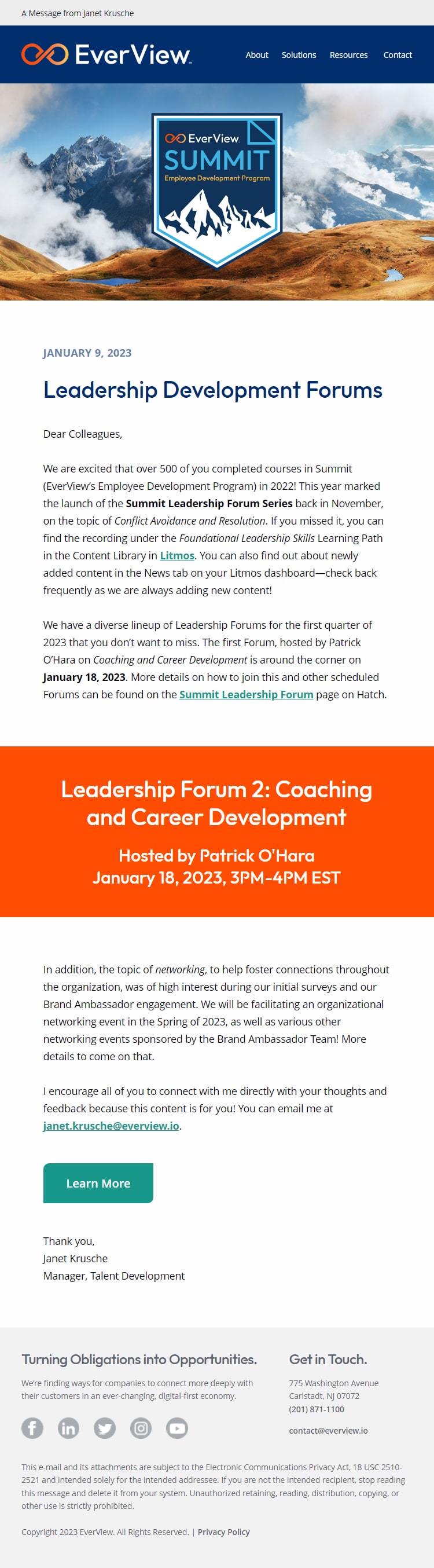 EverView Summit Leadership Forum Email