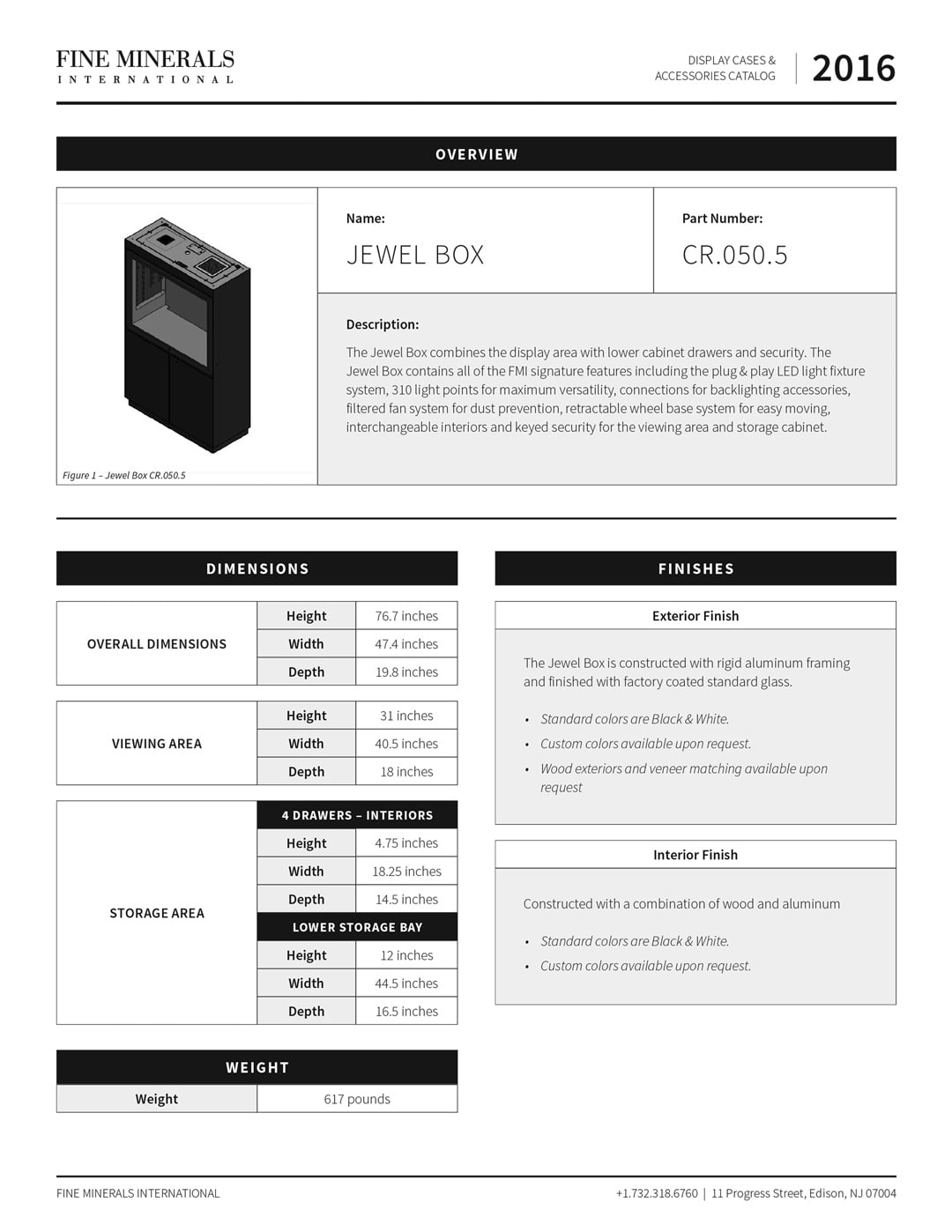 Fine Minerals International Displays Spec Sheet