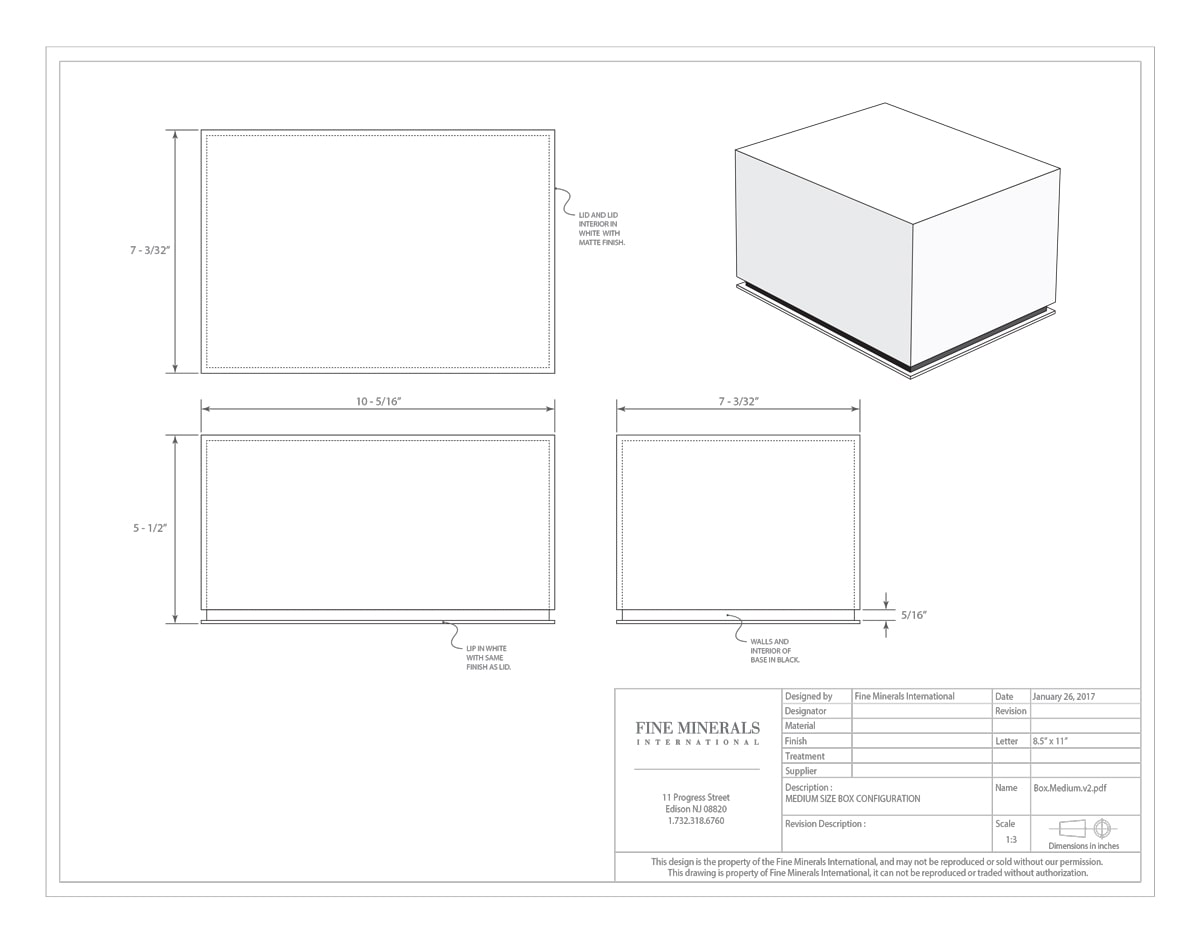 Fine Minerals International Box Packaging Mechanical Drawing